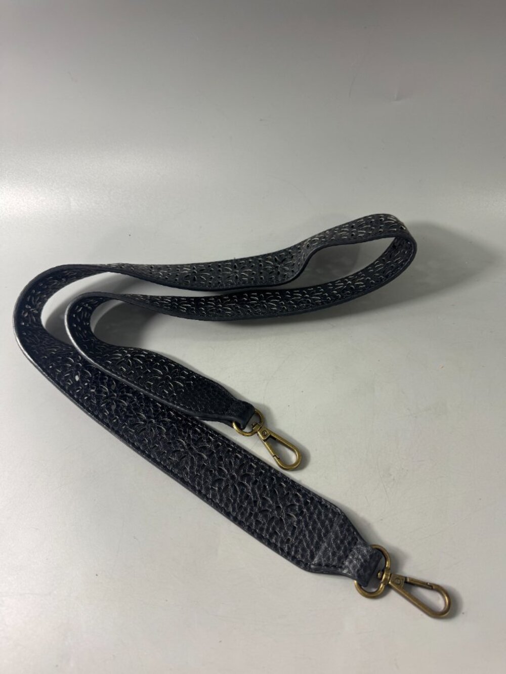 Barneys New York Black Leather Cut-out Shoulder Strap
